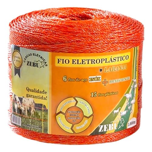 Fio De Choque Zebu Para Cerca Elétrica 1000mt - Laranja