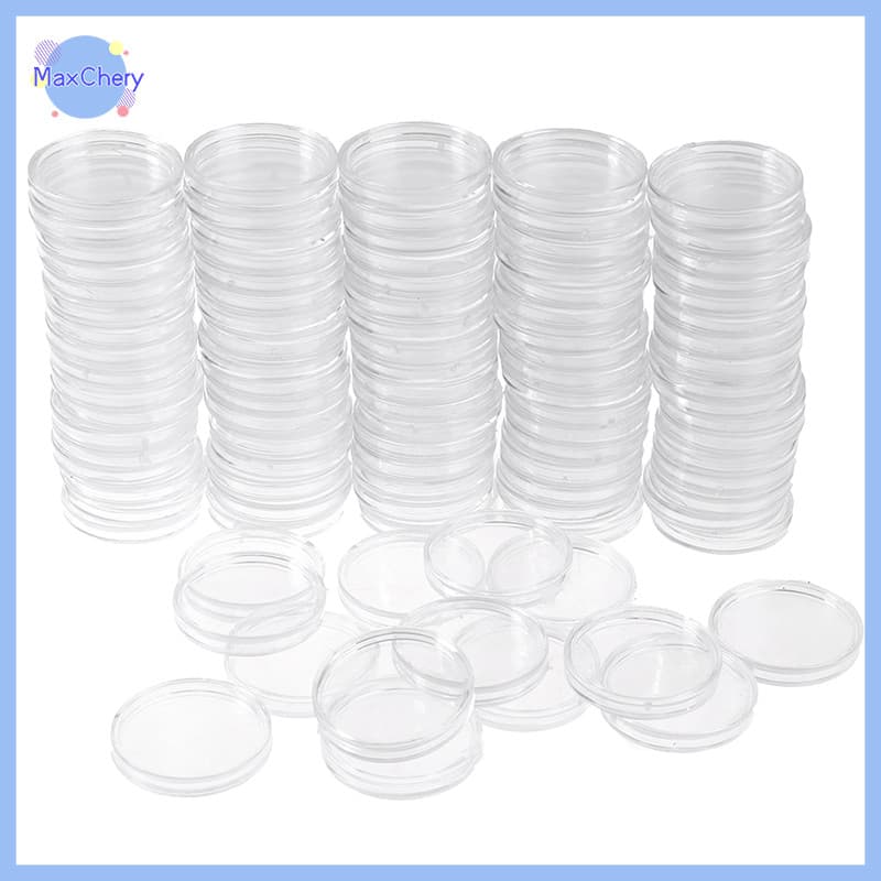 MCHY > 100 Unidades 27mm Porta-Moedas Cápsula Caixa De Armazenamento Exibição Redonda Vitrines Novas