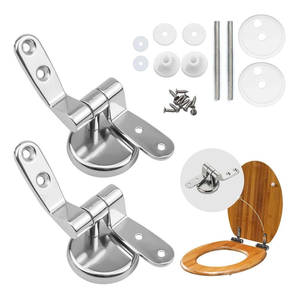 2 Dobradiça Inox De Tampa Vaso Assento Sanitário C/ Parafus