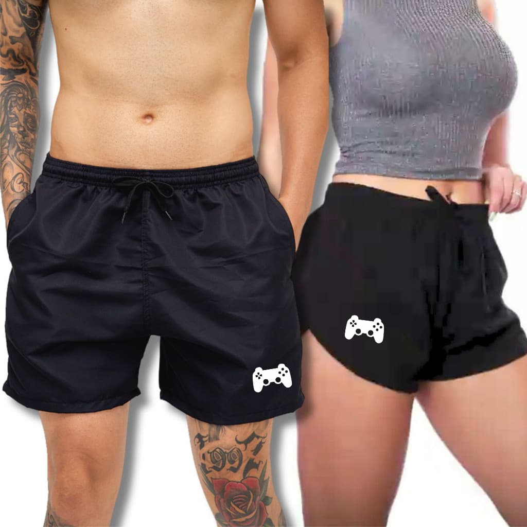 Kit 2 Shorts Casal Gamer Controle