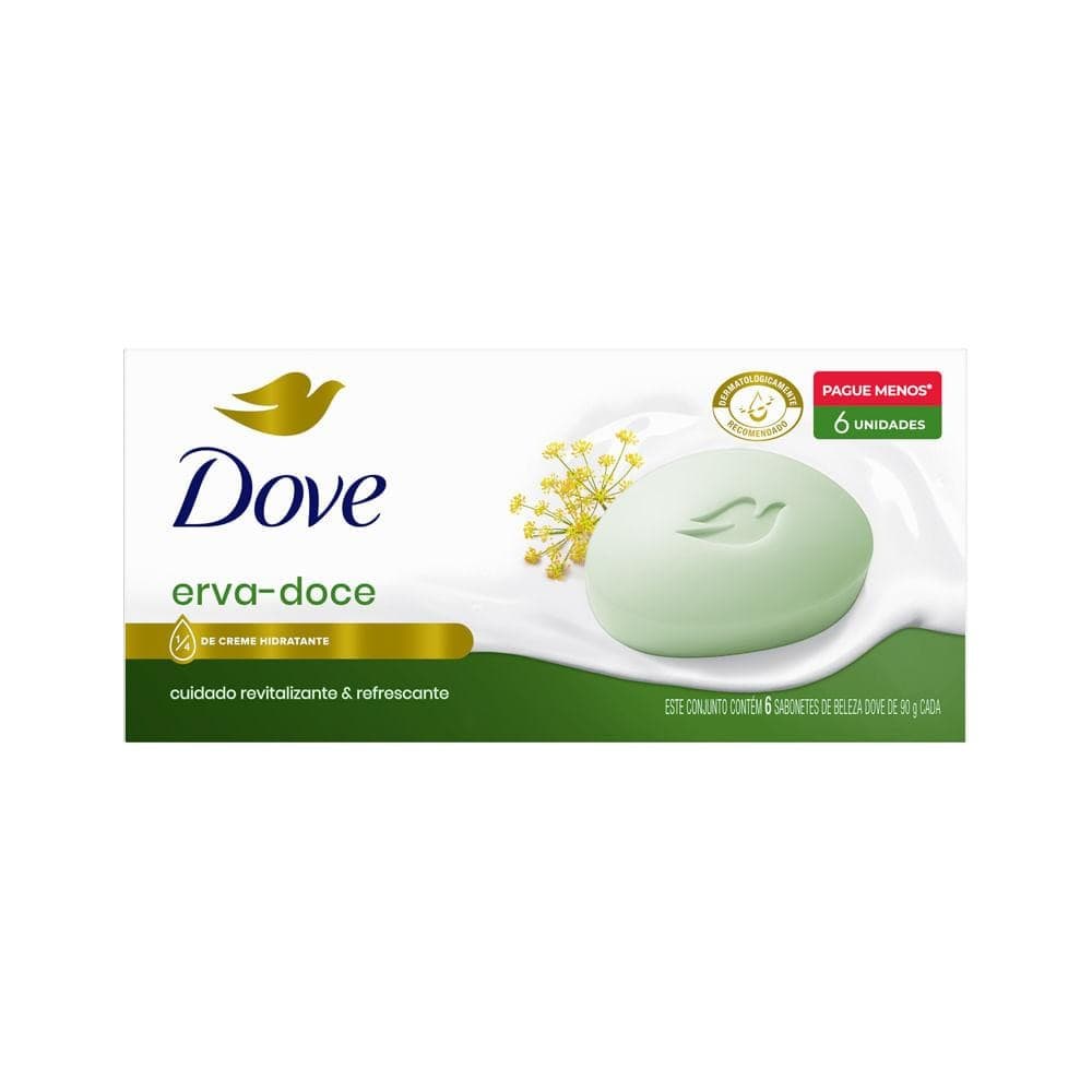 Sabonete Dove Barra C/6 Erva-Doce 90G Especial