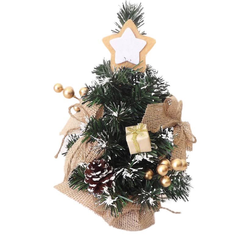 MINI ARVORE NATAL DECORADA ESTRELA/PINHAS/LACOS 30CM