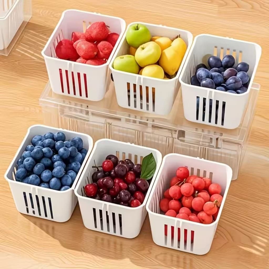 Organizador Cozinha Geladeira Acrílico Grande 6,8L 3 Cestos Mais Conforto Para Você