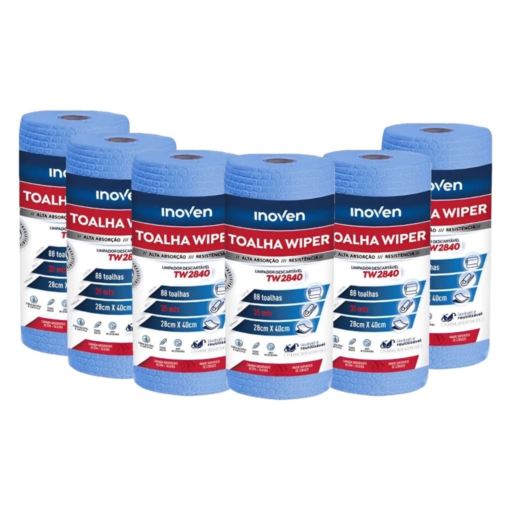 6 Panos De Limpeza Wiper TW2840 Azul Kit com 88 Panos Inoven