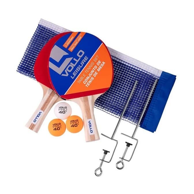 Kit Ping-Pong 2 Raquete + 3 bolas + rede + suporte Vollo VT710-R