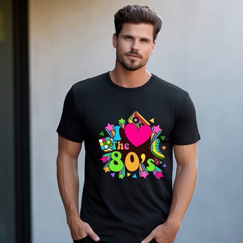T-shirt Linda Camiseta Unissex Algodão T-shirt Eu Amo os Anos 80 - Adulto e Plus Size Premium Envio Imediato