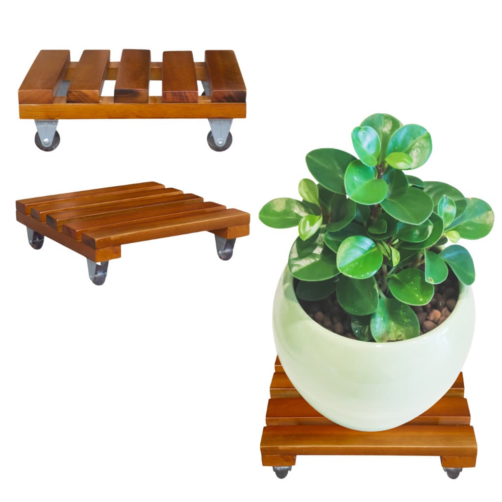 Suporte Para Botijão De Gás Vaso De Planta Quadrado Com Rodas Até 80kg De Madeira 20cm 25cm 30cm