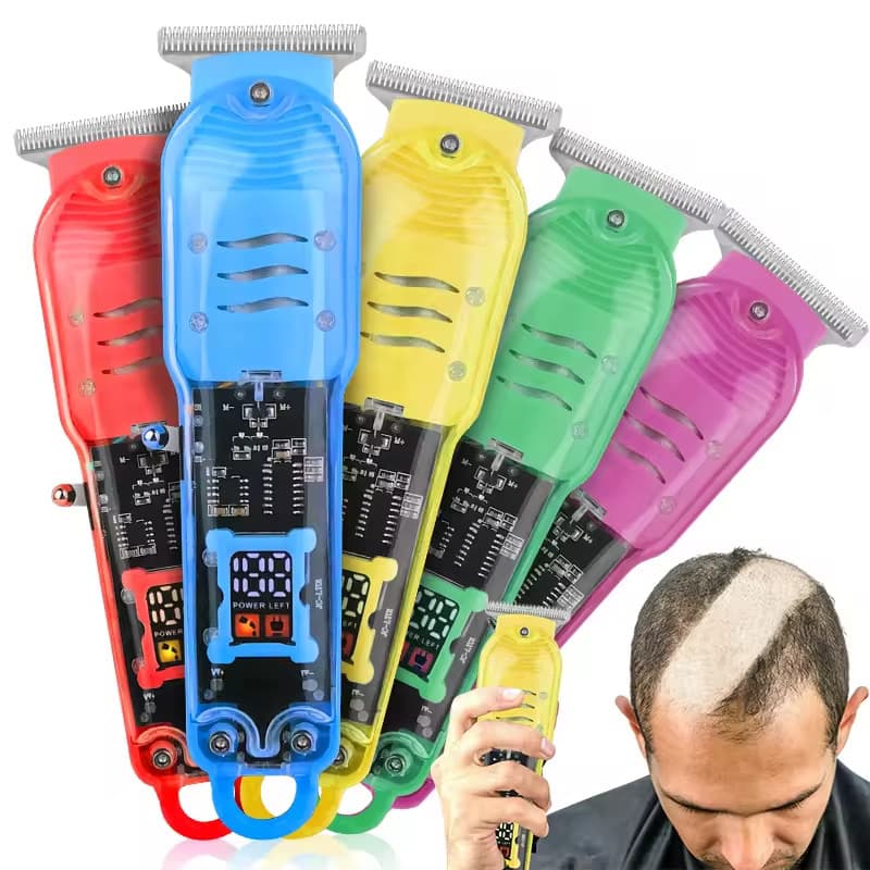 Máquina De Cortar Cabelo Profissional Smart Lcd Barbeador Elétrico Transparente Sem Fio Para Homens