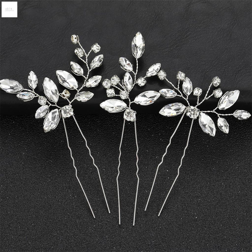 3 Peças Em Forma De U Grampos De Cabelo Brilhantes Strass Acessório Festa Para Noiva Dama De Honra Banquete De Casamento