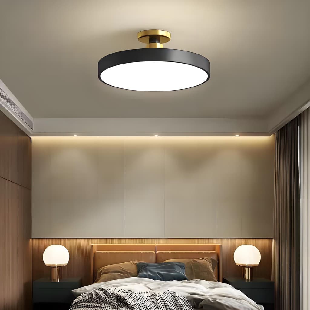 Luz De Teto Semi Embutida LED Preta Redonda Moderna 50cm 40w Luminária De Teto Para Quarto Sala De Estar