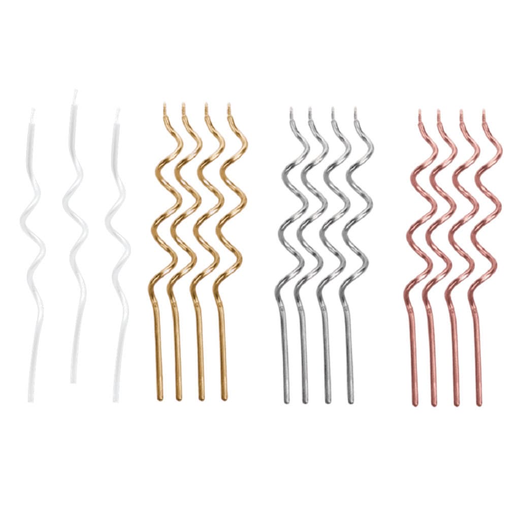 Vela Espiral Metalizada C/ 4 Unid. Silver Festas - Diversas Cores