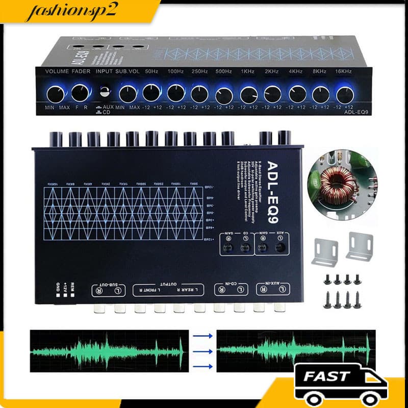 Equalizador Automotivo 9 Bandas Rca Subwoofer 12v
