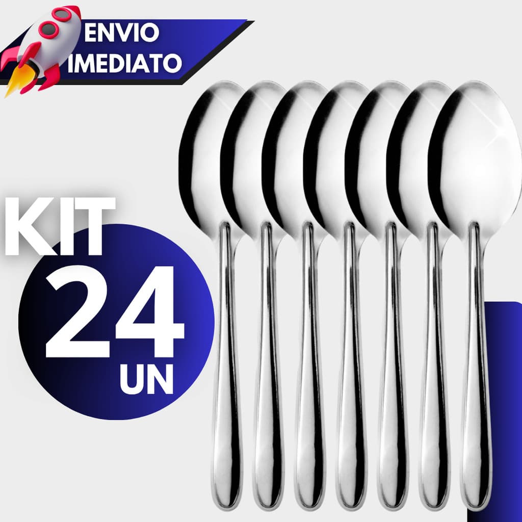 Kit 12/18/24 Peças - Colher Inox de Mesa – Talher Reforçado, Ideal para o Dia a Dia