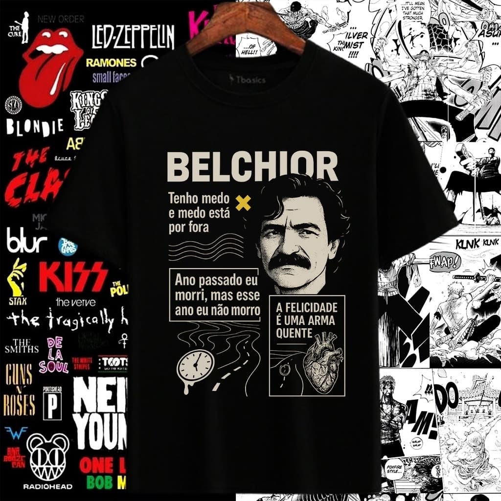 Camisa Belchior A felicidade é uma arm quente