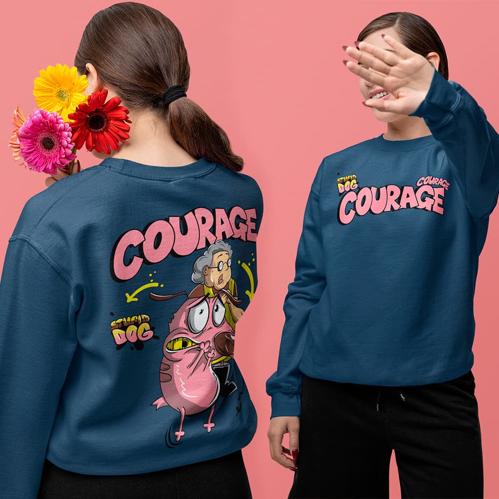 Moletom Coragem O Cão Covarde E Muriel Blusa De Frio Feminina Gola Careca Desenho Dog Courage
