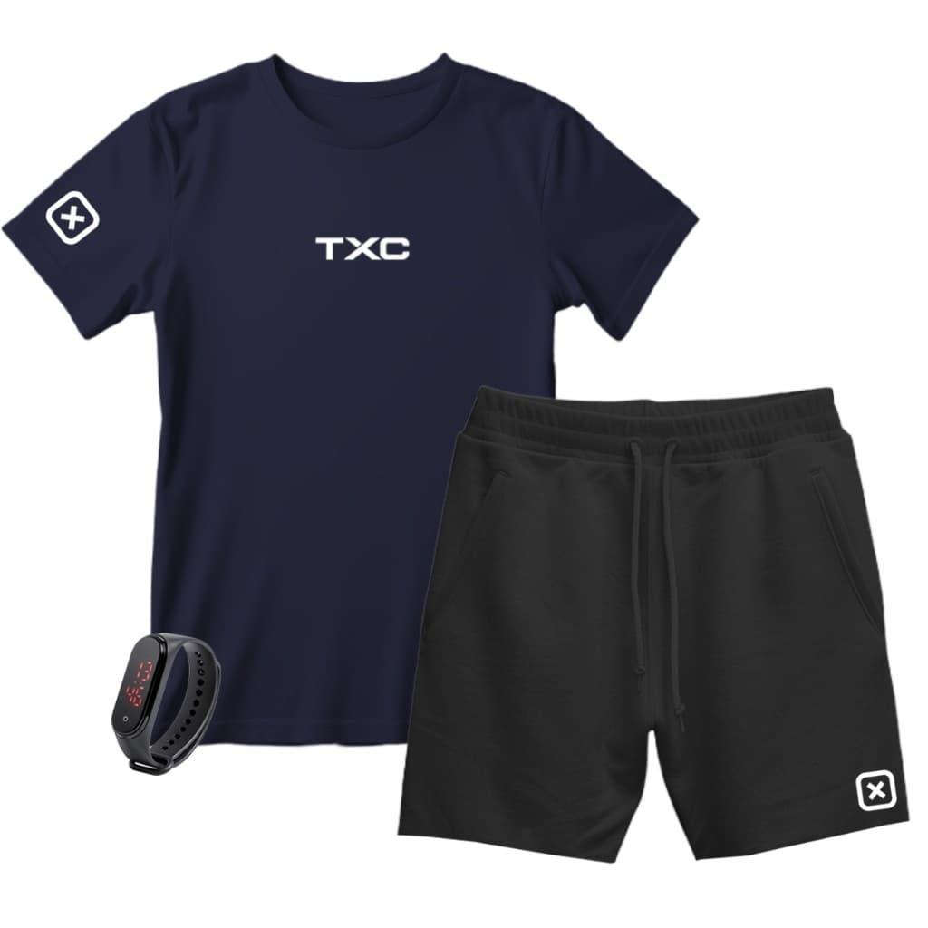 Kit Camiseta Country e Short Algodão Básico Várias Cores + Brinde