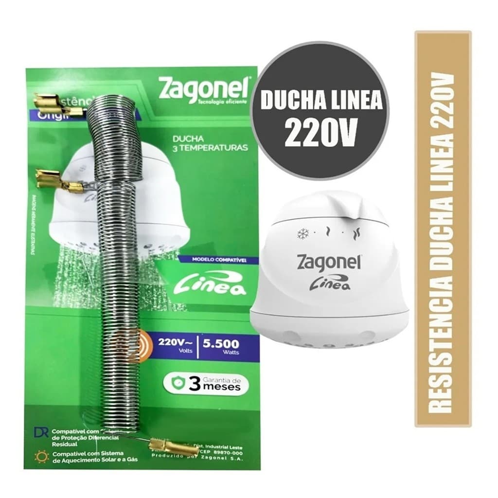Resistência P/ Ducha Zagonel Linea 220v 5500w Original Branco 220v