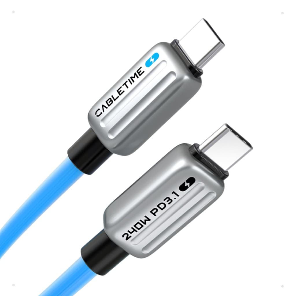 Cabo Carregador USB C Alta Velocidade Turbo 240W Azul 2m