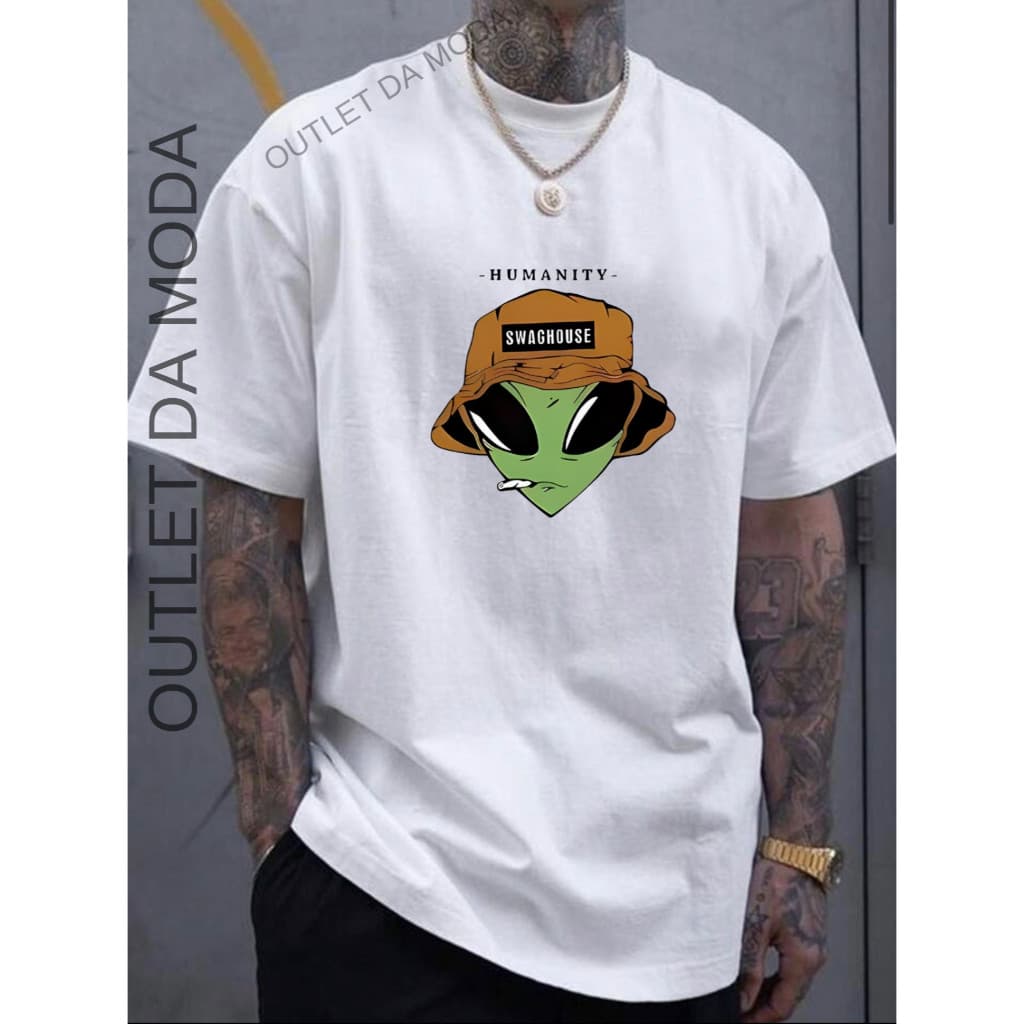 Camiseta Masculina Estampada ET  Camisa Estampada 100% algodão Malha 30.1