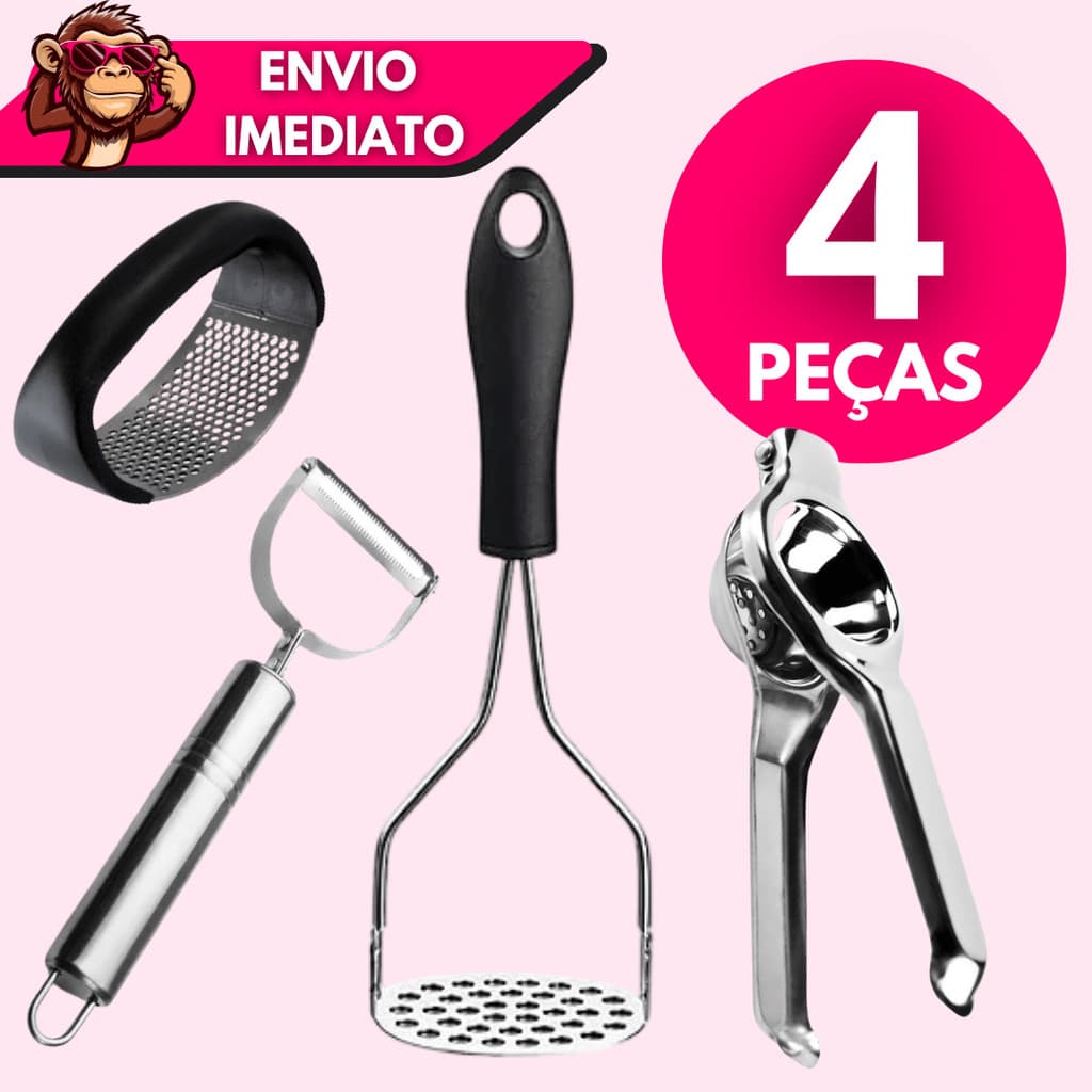 Kit 1/2/3/4 Amassador Batata/Amassador de Alho/Espremedor de Limão/Descascador  Cozinha Restaurante
