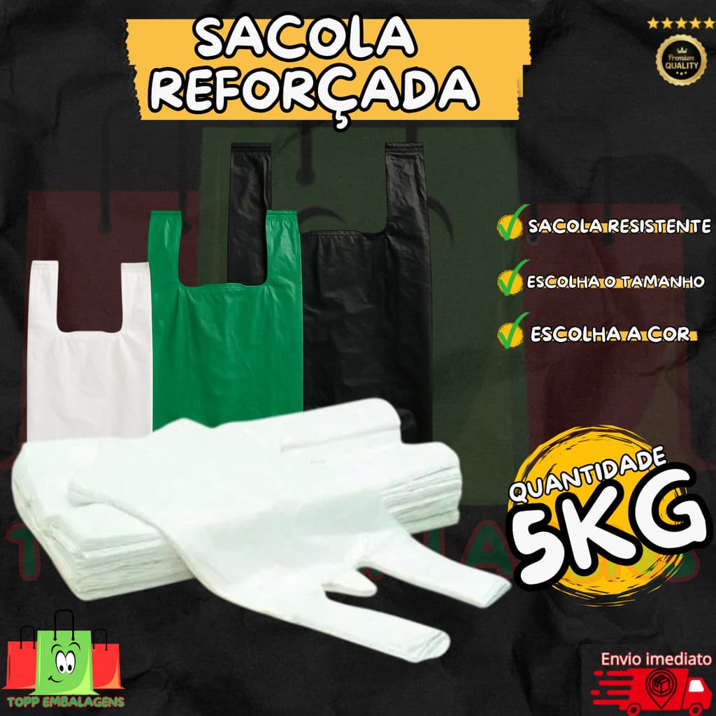 SACOLA REFORCADA POR KG - RESISTENTE 30X40 40X50 45X60 VERDE BRANCA PRETA