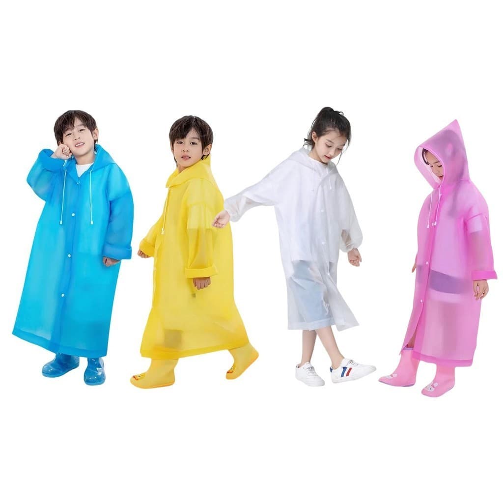 Capa De Chuva Infantil  Reforçada EVA Impermeável Capuz Ajustável Unissex Menino Menina