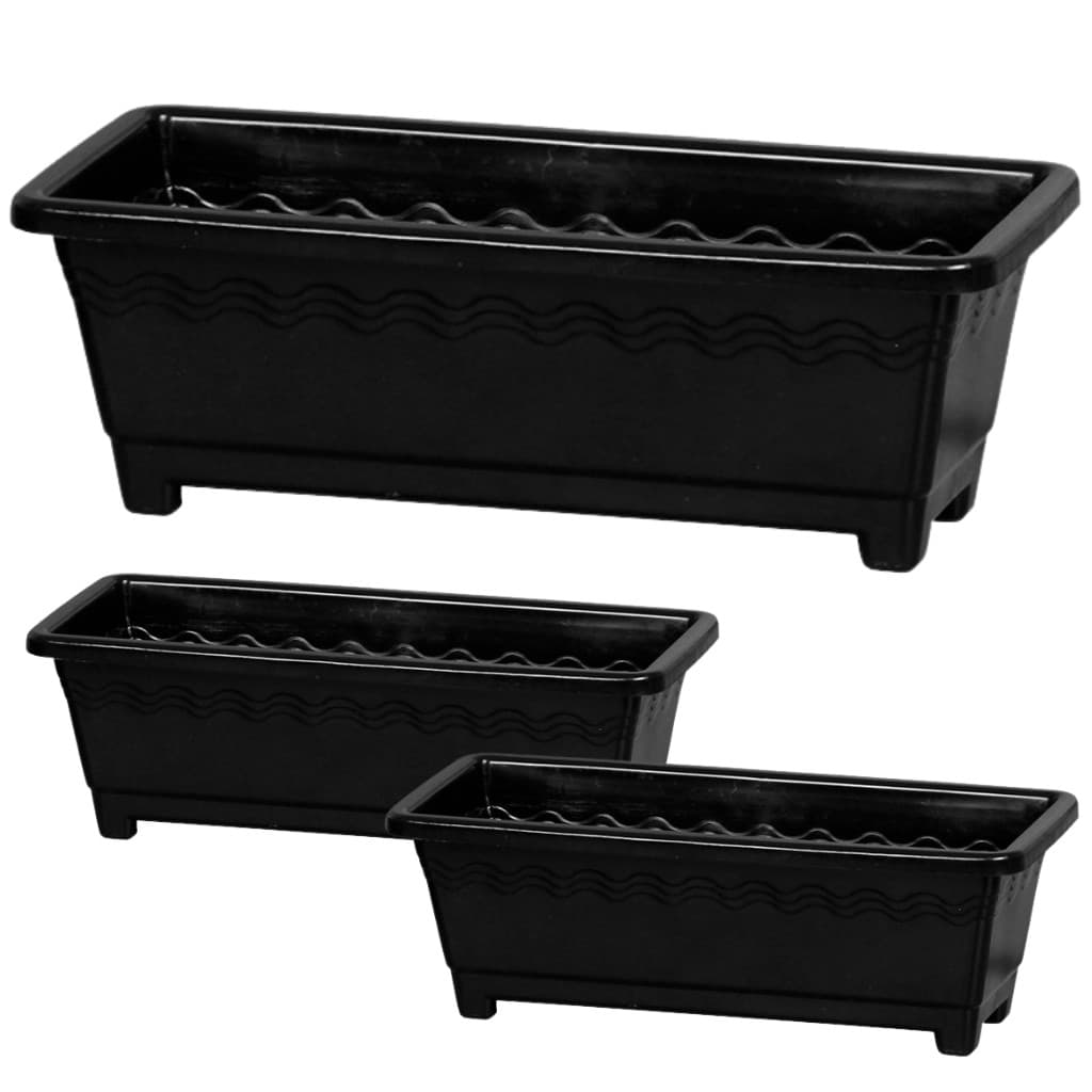 Kit 3 Vasos Floreiras Jardineiras grande 9,5L  - Preto