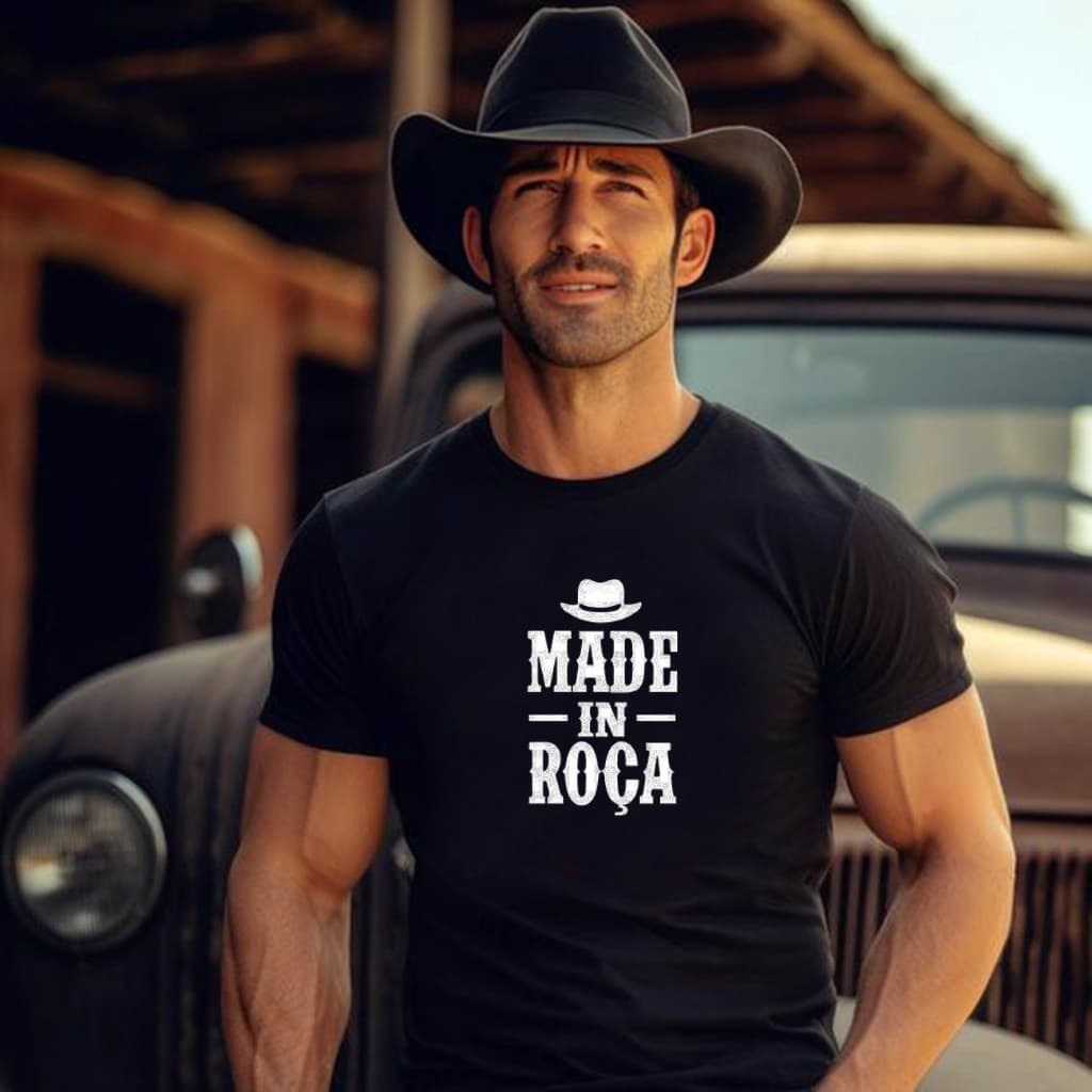 Camiseta Masculina 100% Algodão, Country "Made in Roça"