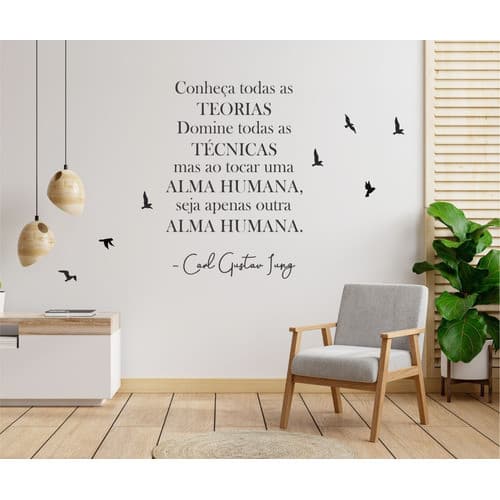 Adesivo Papel de Parede Psicologia Frase Carl Jung Alma P9 Decoração Terapêutica