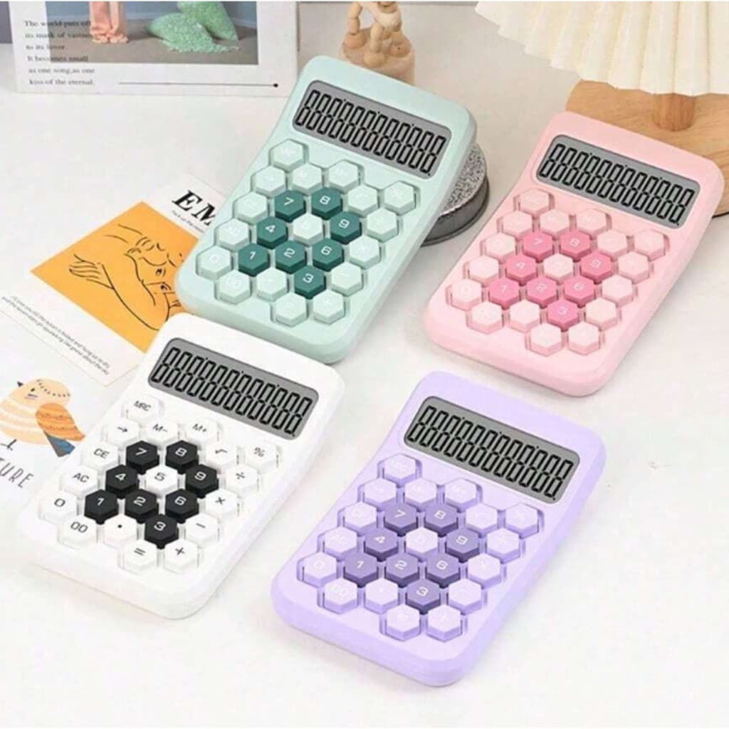(Novidade)Kawaii Calculadora De 12 Dígitos De Teclas Grandes Teclado Flexível Para Estudantes Meninos E Meninas Escritório Colorido Contabilidade Financeira(Merlin Store)