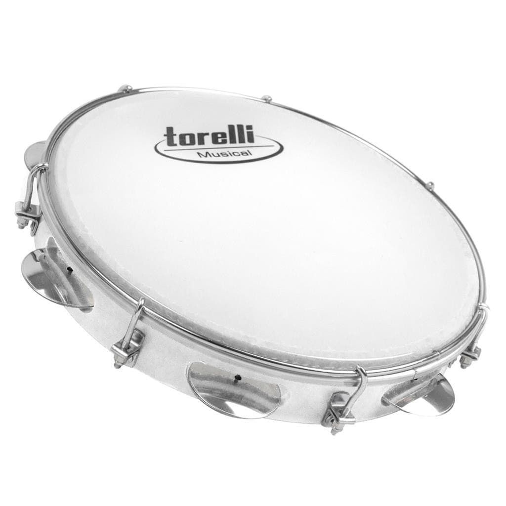 Pandeiro 10'' Branco Corpo Abs E Pele Náilon Torelli Tp309