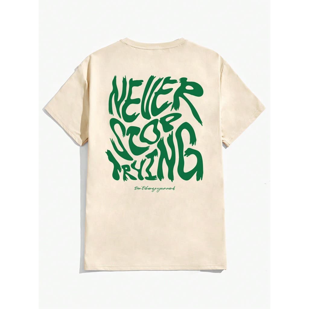 Camiseta Streetwear Casual Masculina Gola Redonda e Manga Curta com Estampa de Slogan, Verão
