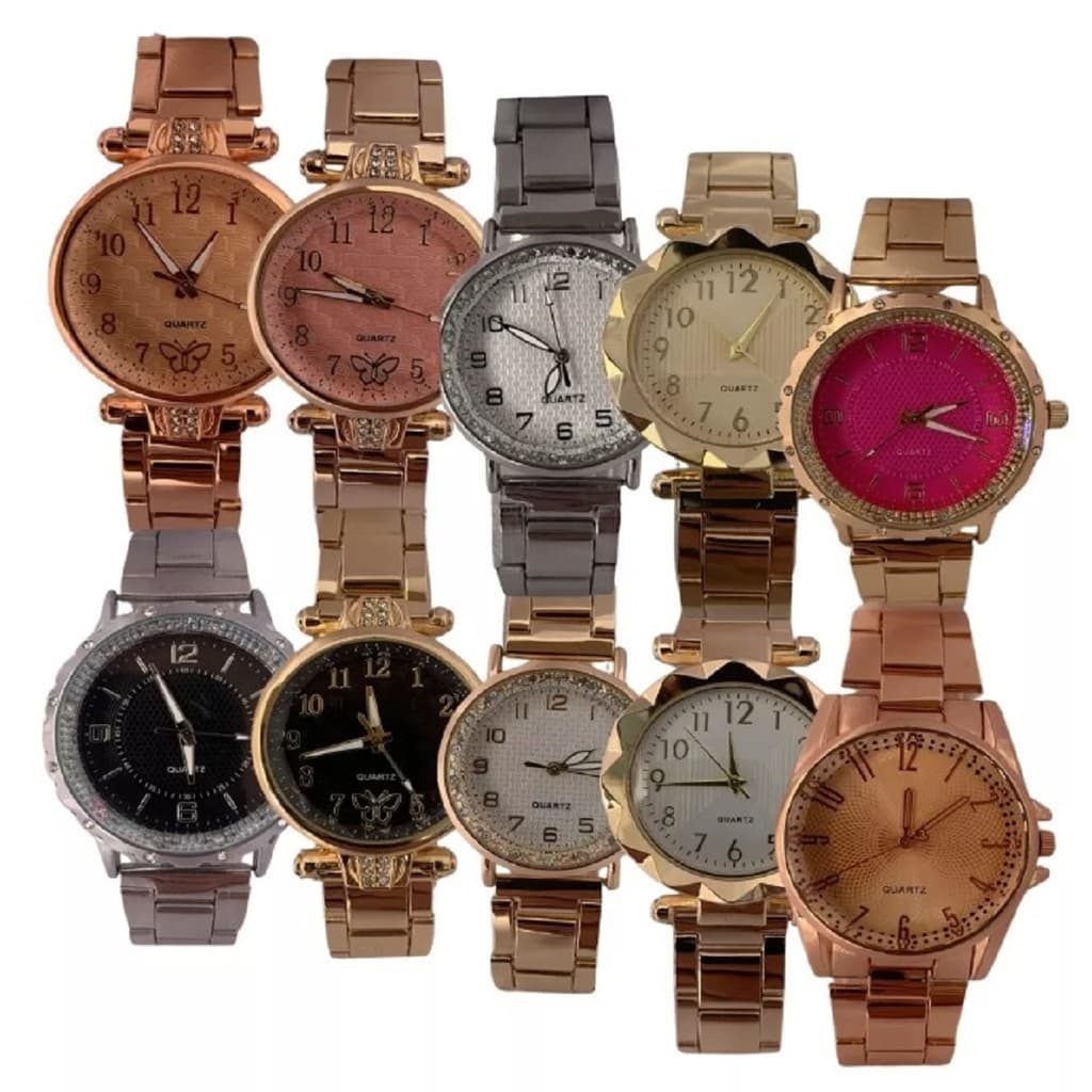 2 Relogios Feminino Pulseira em Aço Elegante Social Acompanha Caixinhas de Plastico