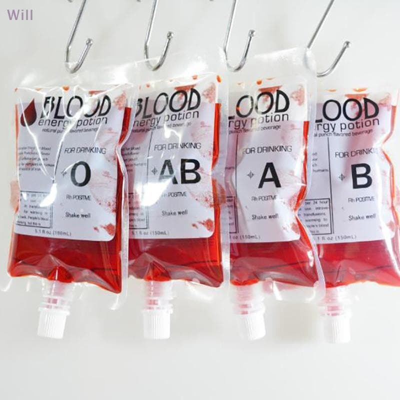 10x Sacos De Bebida Cosplay De Halloween Bolsa De Sangue Adereços Zumbi