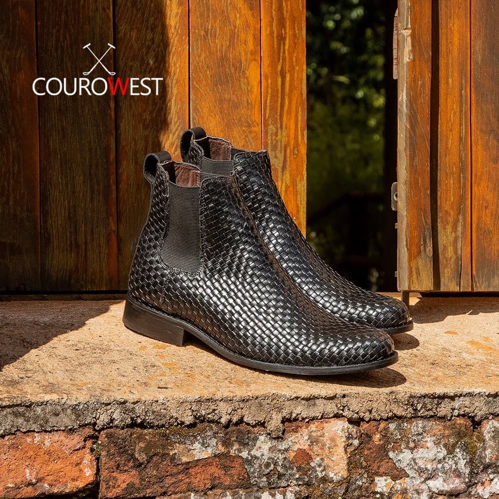 Bota Chelsea Couro Tricê Nobre Preto