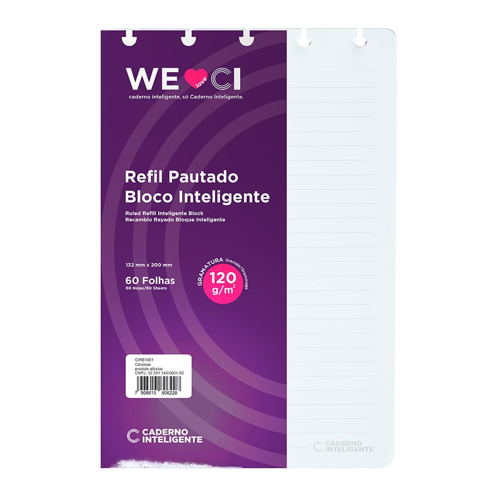 Refil Pautado Bloco Inteligente Caderno Inteligente CI