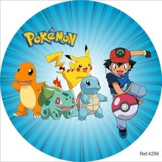 Painel Redondo Estampa Pokémon Tecido Sublimado 1,50x1,50m Com Elástico Para Festa e Decoração