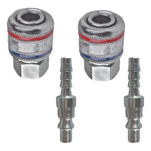 Engate Rápido De Ar 1/4 Fêmea E Pino Macho Kit Com 4 Peças