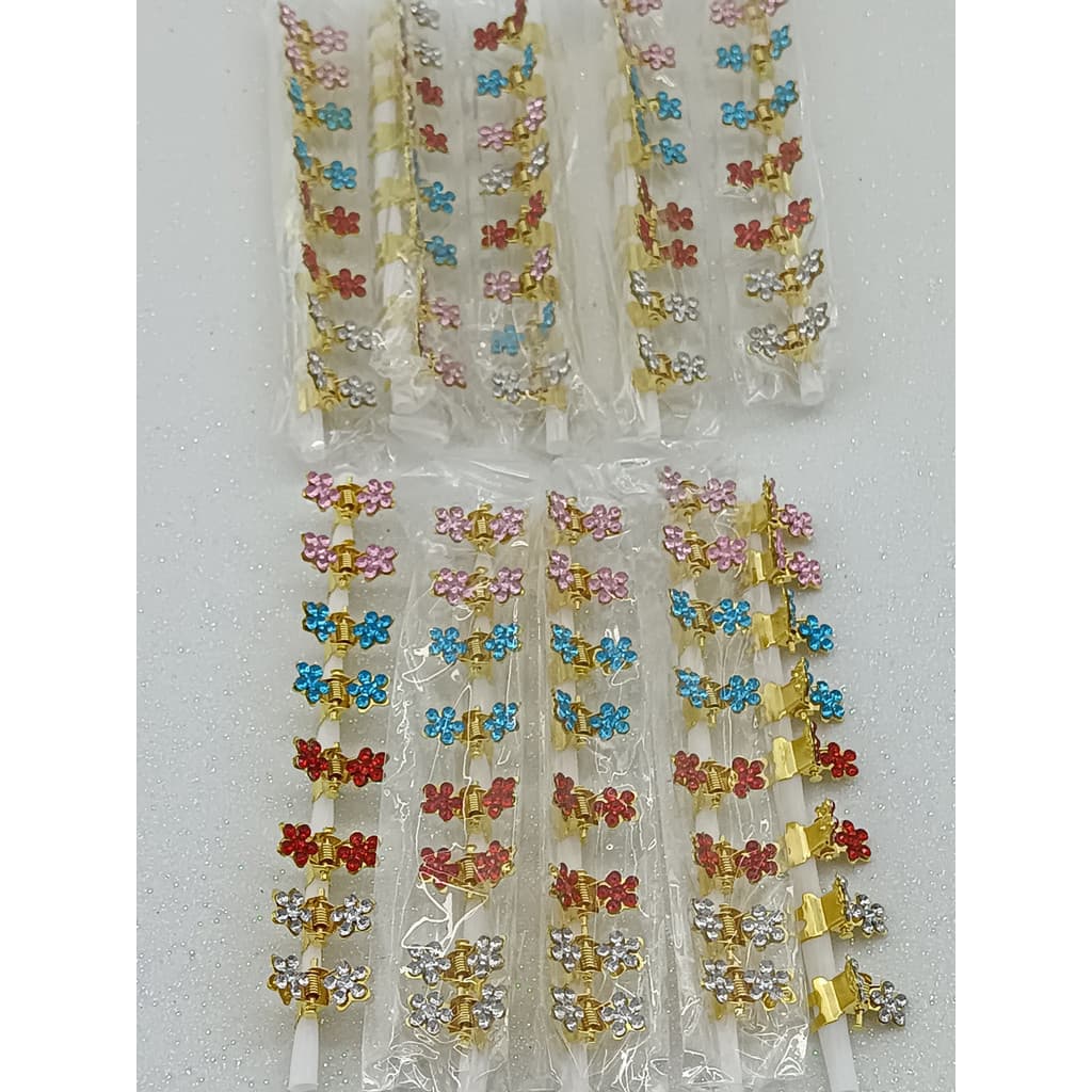 Kit de 80 mini metal Piranhas de Cabelo infantil penteado desenho Colorido ou Prata flor 1cm