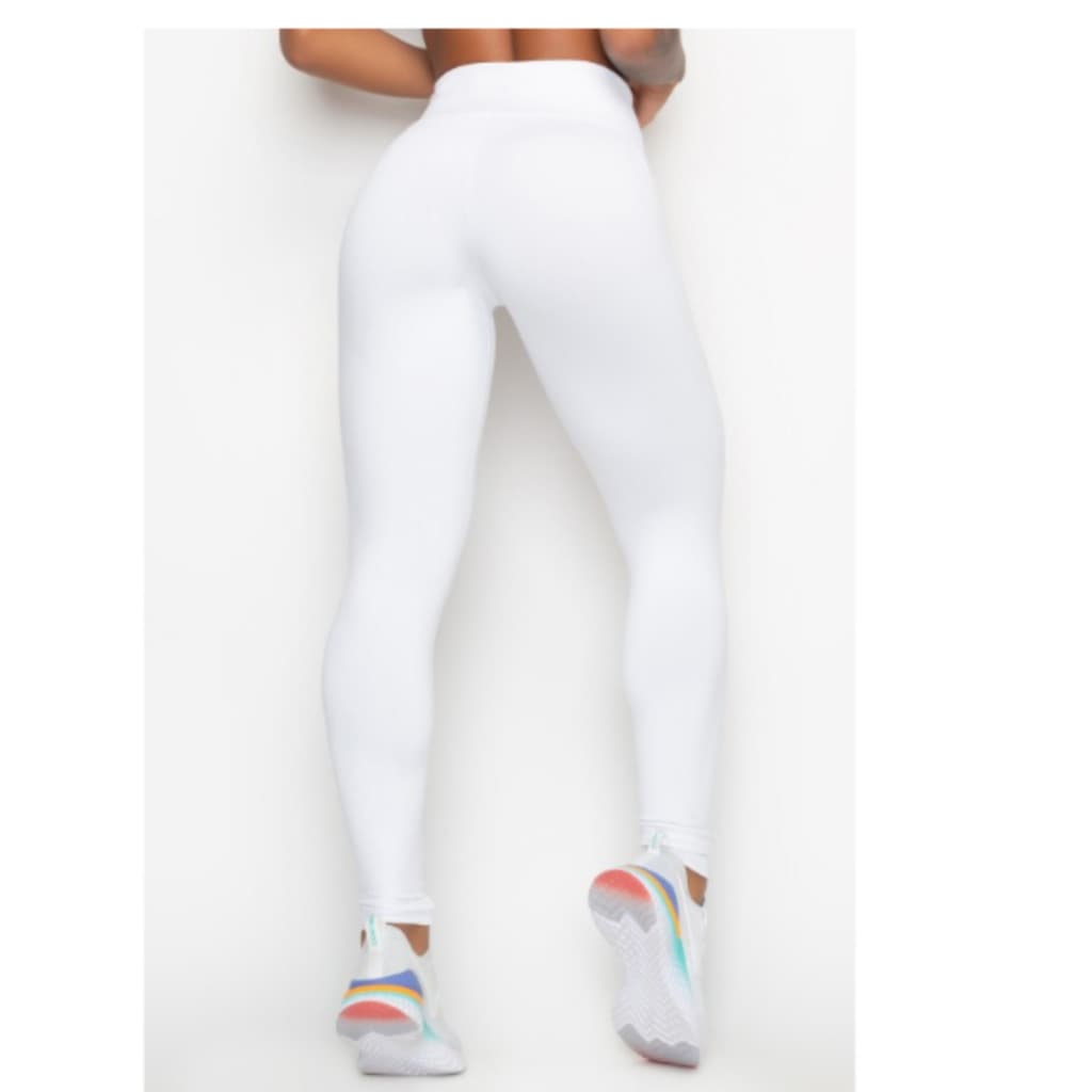 Calça Legging Branca Suplex Feminina, Uniforme Medicina, Enfermagem, Estética, Fitness ou Uso Casual