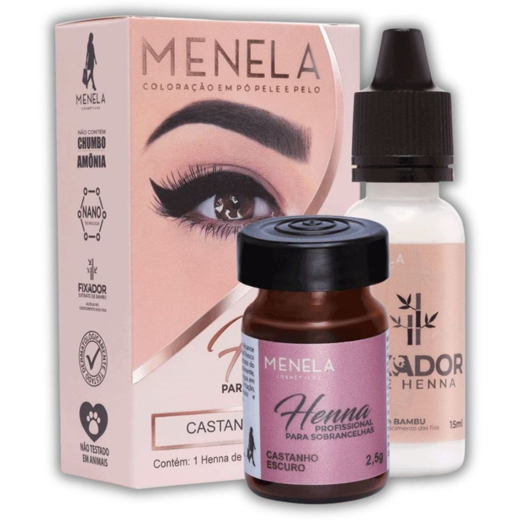 Henna Menela Coloração Para Sobrancelha Com Fixador Nanotecnologia Alta Fixação Não Testado Animais