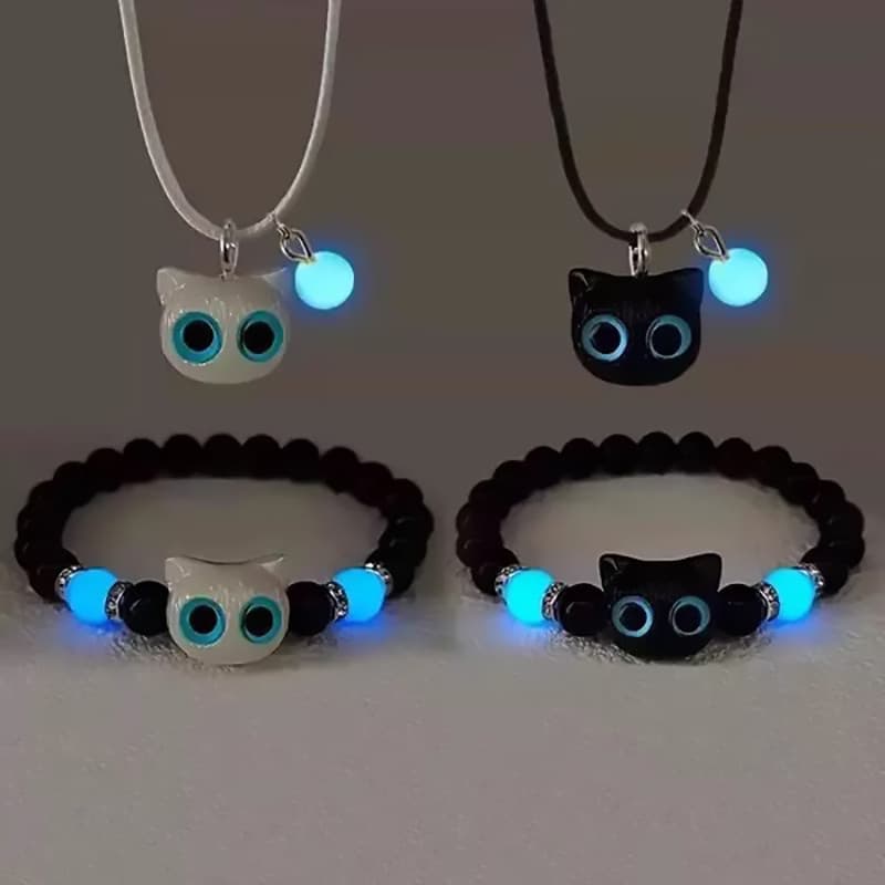 Pulseira De Gato Elegante E Minimalista Que Brilha No Escuro Para Amigos , Colar Feito À Mão Estudantes , Namorada