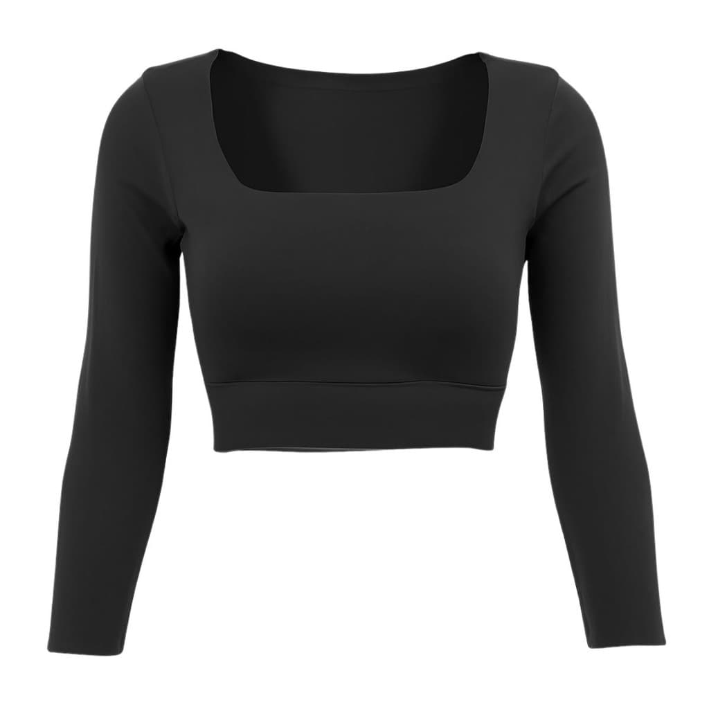 Top Feminino Treino Academia Cropped Fitness Com Manga Longa Suplex Esportivo Conforto Luxo Casual