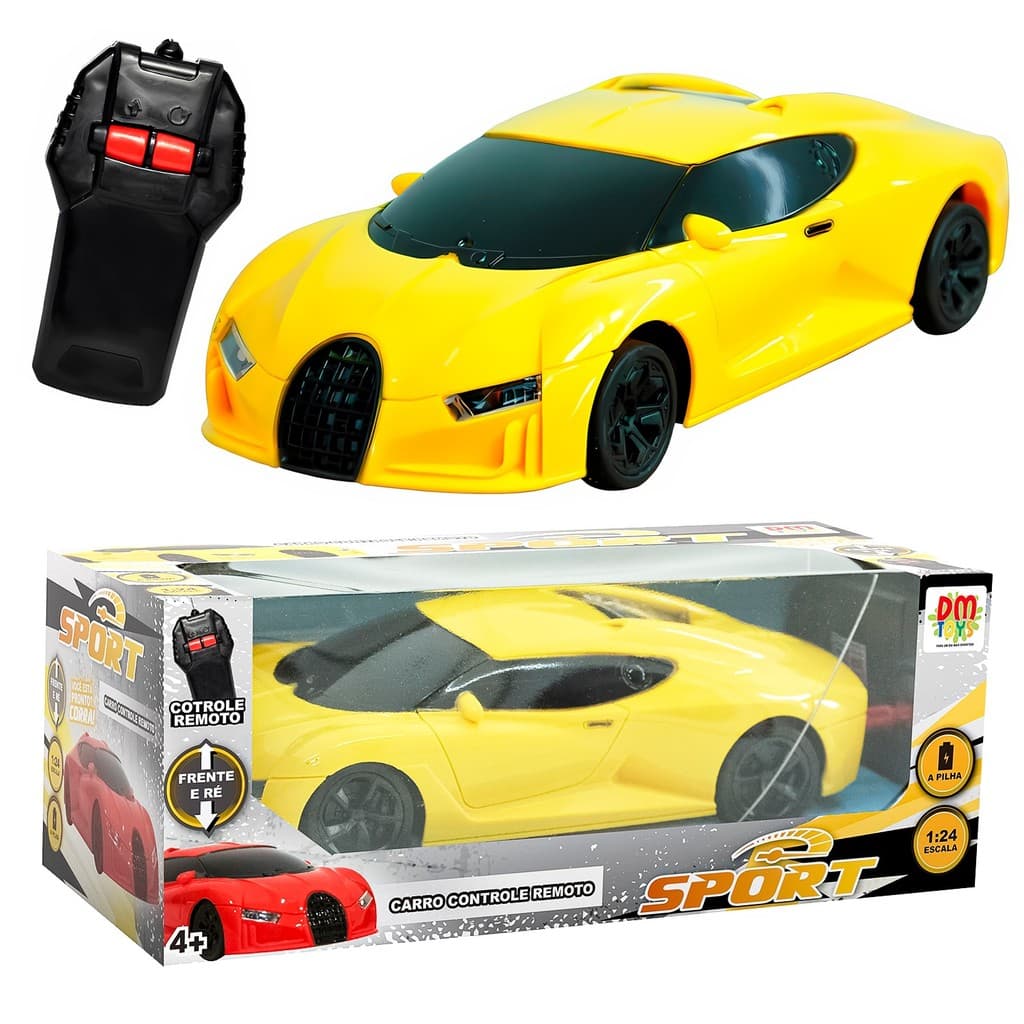 Carrinho De Controle Remoto Sport Infantil 1:24 Compacto Com Frente E Ré Para Corrida - Dm Toys