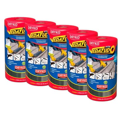 Kit C/5 Manta asfáltica 30 cm x 10 m Rolo auto adesiva aluminizada multiuso Impermeabilizaçao