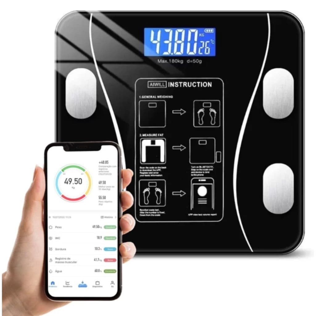 Balança Corporal Bioimpedância Profissional Bluetooth