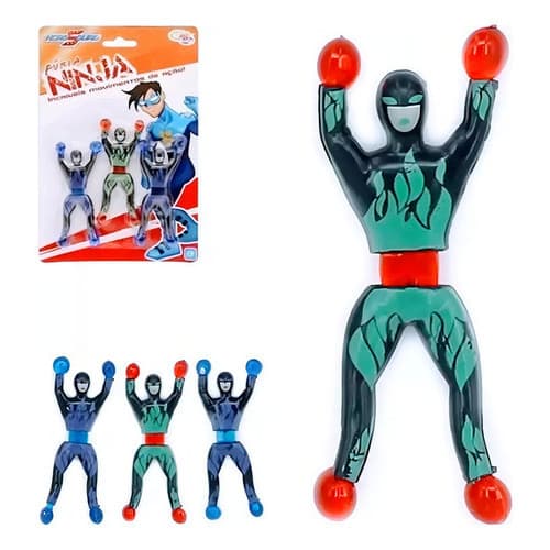 Boneco Gruda Escala Parede Vidro Ninja Hero Squad 3 Unidades