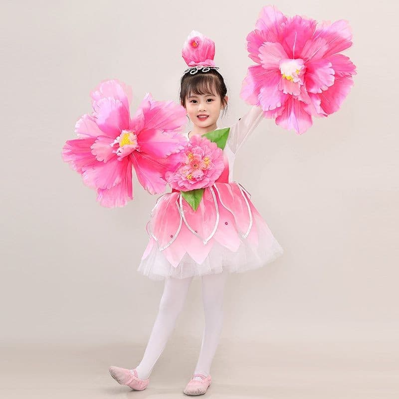 Traje de desempenho florido traje de desempenho feminino princesa saia de gaze inchada pequena flor traje de dança [novo