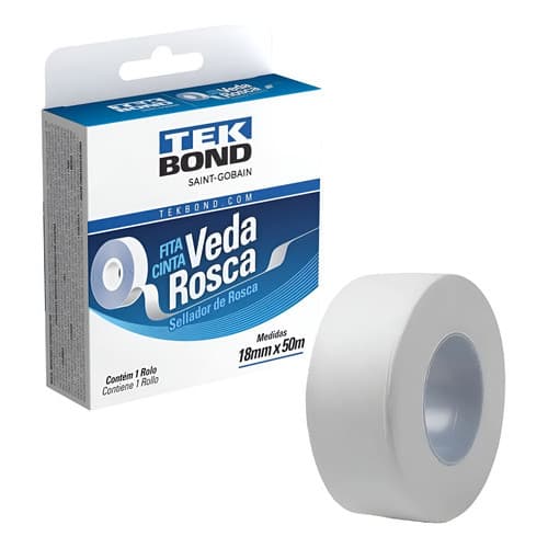 Fita Veda Rosca Multiuso 18 Mm X 50 Mts Tek Bond escolha a Quantidade