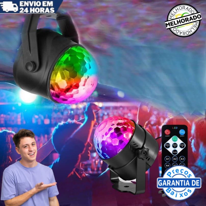 RGB 7 Globo Colorido Bola Louca Iluminação Led Festa Clube Controle De Discoteca Projetor Laser Som Ativado